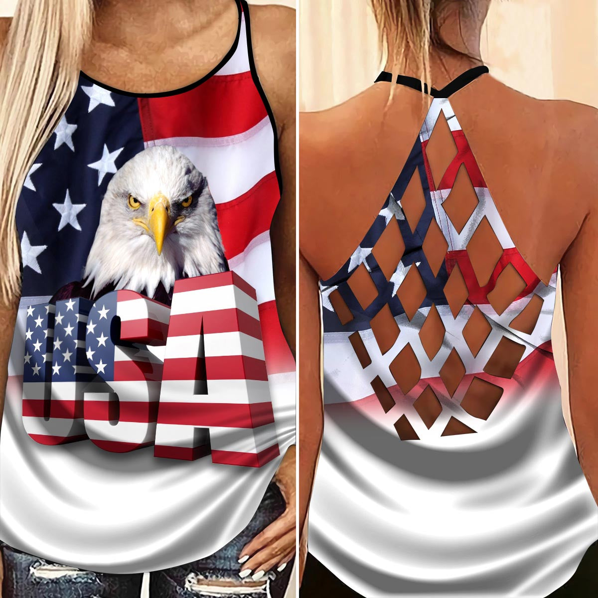 America Independence Day Happiness Hollow Tank Top For Fitness Activities And Relaxed Style