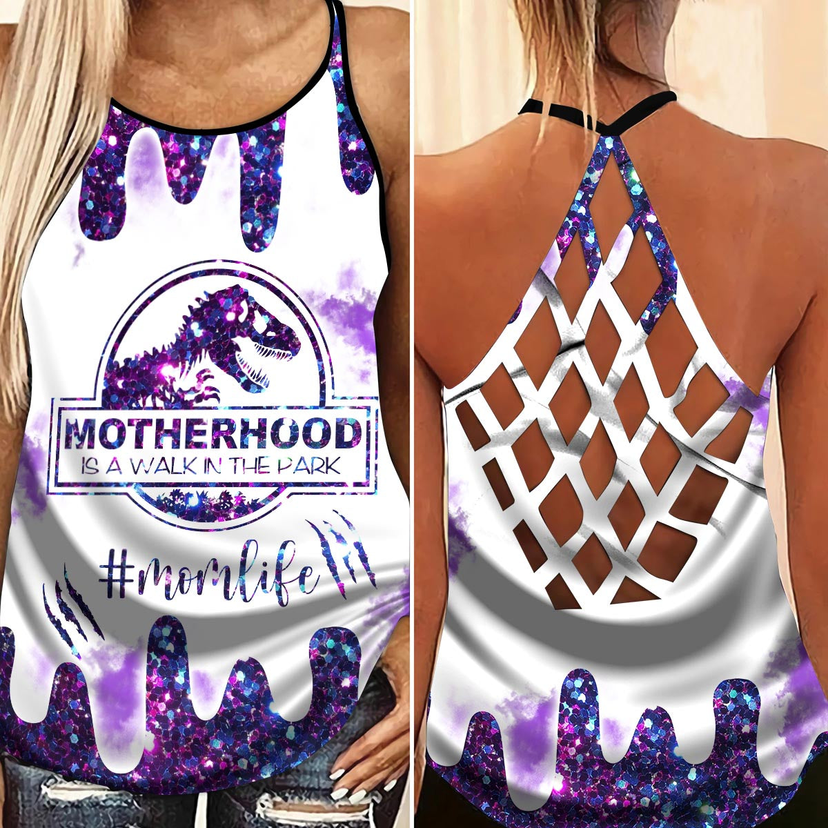 Dinosaurs Peace Life Hollow Tank Top For Fitness Activities And Daily Wear