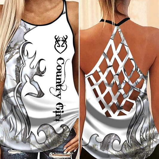 Hunting Lover Hollow Tank Top For Yoga Sessions And Daily Outfits