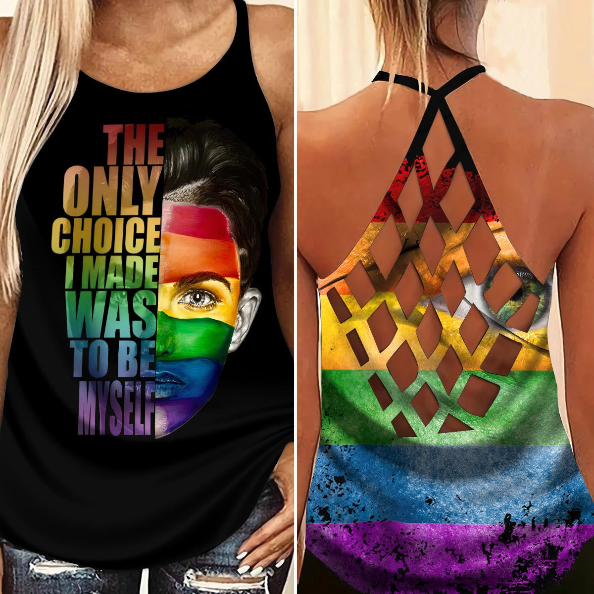 LGBT Love Pride Hollow Tank Top For Positive Support And Gifting