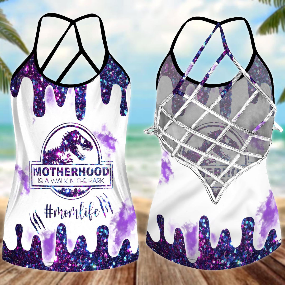 Dinosaurs Peace Life Hollow Tank Top For Fitness Activities And Daily Wear