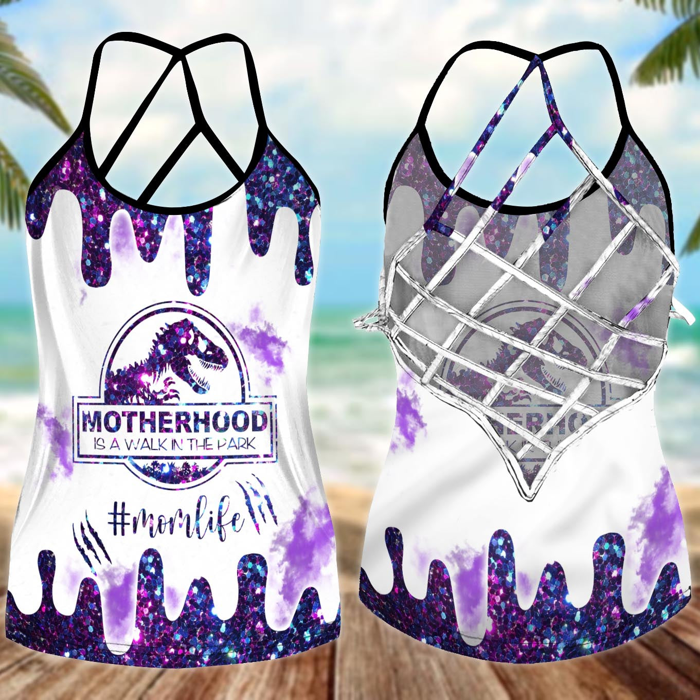 Dinosaurs Peace Life Hollow Tank Top For Fitness Activities And Daily Wear