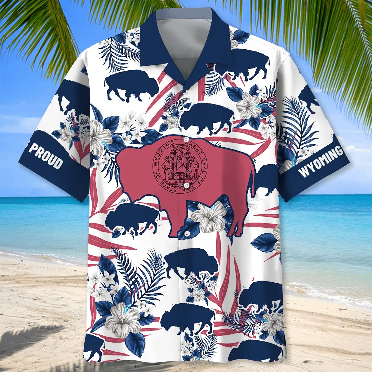 Wyoming Proud Bison Hawaiian Shirt For Seasonal Celebration, Relaxed Getaway, And Memorable Gifting