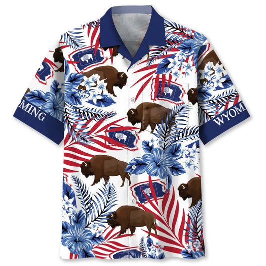 Wyoming Proud Pocket Hawaiian Shirt For Island Getaway, Summer Gathering, And Comfortable Travel Wear