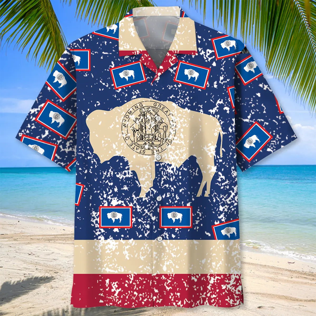 Wyoming Proud Vintage Hawaiian Shirt For Beach Party, Family Vacation, And Relaxed Summer Style