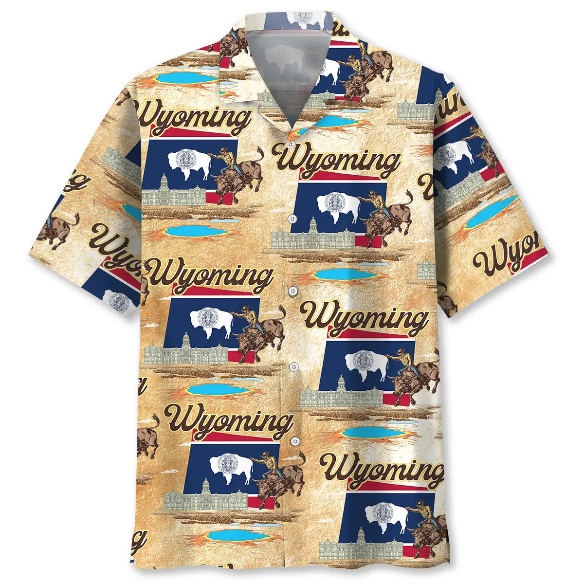 Wyoming Equality Heritage Hawaiian Shirt For Island Vacations, Resort Wear, And Relaxed Seasonal Style
