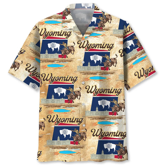 Wyoming Equality Heritage Hawaiian Shirt For Island Vacations, Resort Wear, And Relaxed Seasonal Style