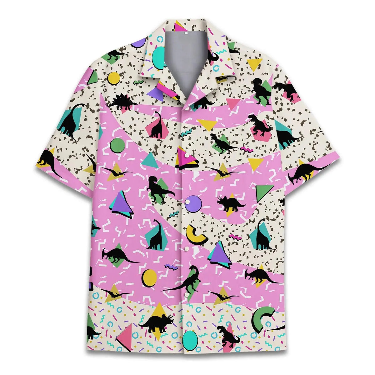 Vintage Island Dinosaur Aloha Hawaiian Shirt For Animal Lovers, Beach Travel, And Casual Summer Style