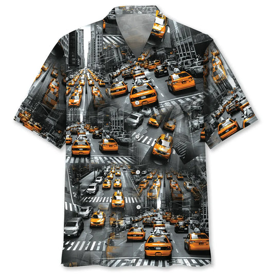Yellow Taxi City Hawaiian Shirt For Island Adventure, Cruise Journey, And Weekend Wear