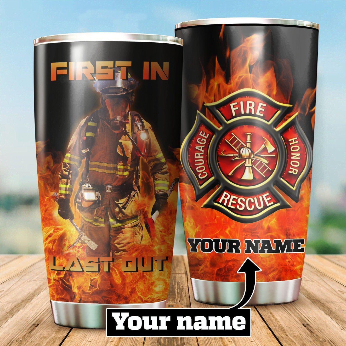 Firefighter Brave Firefighter Personalized 20 Oz Tumbler For Coffee Travel And Daily Drinks