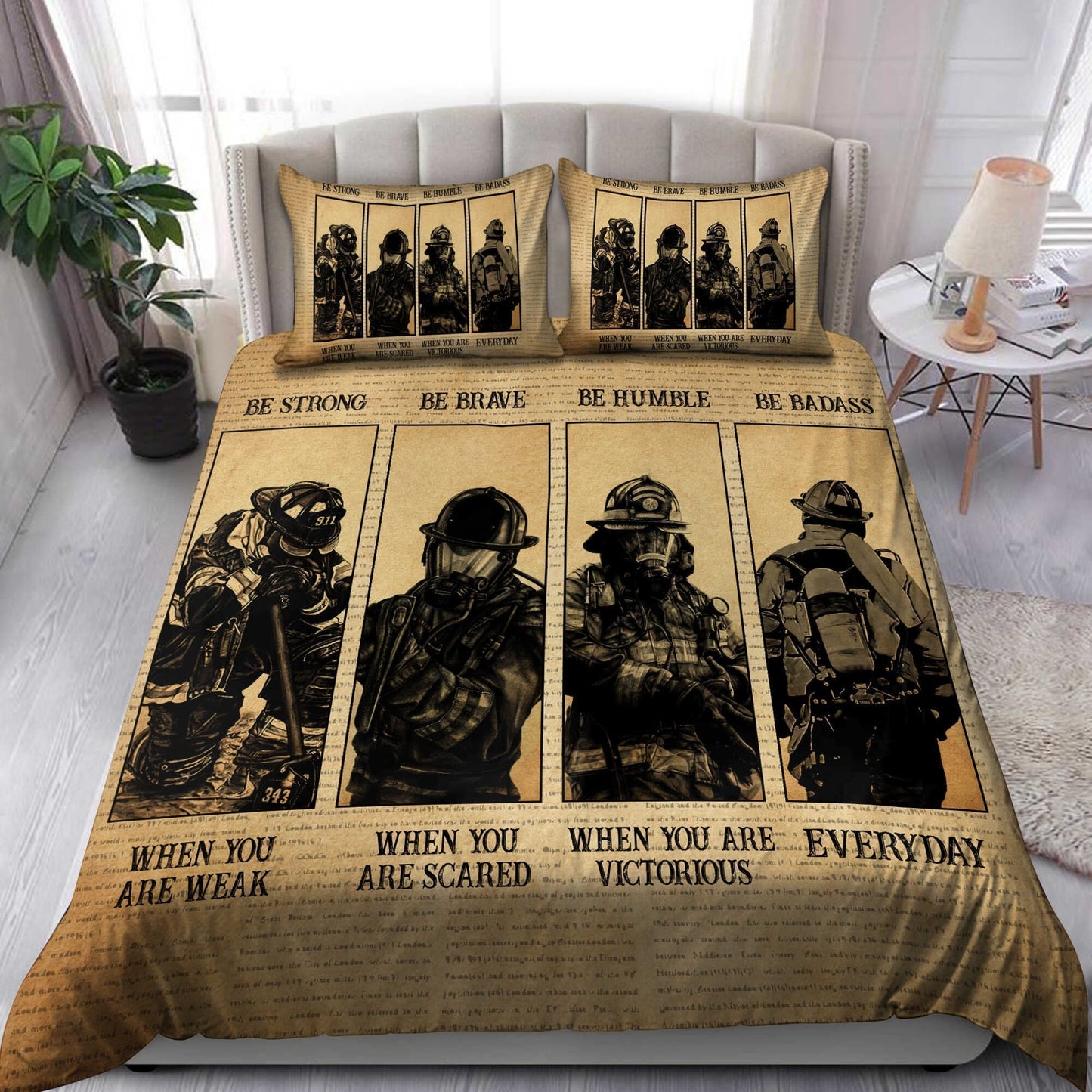 Strong Firefighter Family Bedding Cover For Firefighter Bedroom Decor