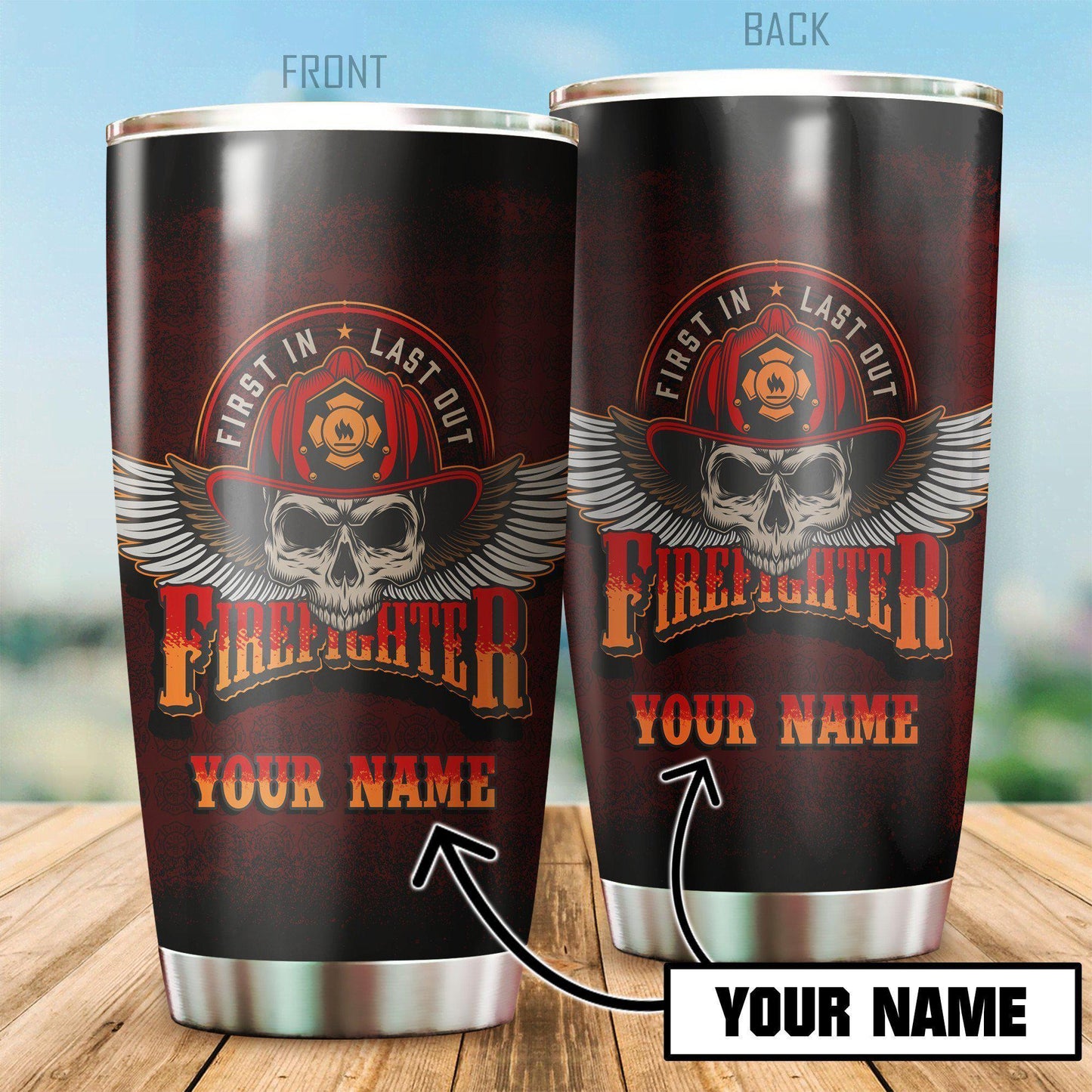 Firefighter Skull Personalized 20 Oz Tumbler For Coffee Travel And Daily Drinks