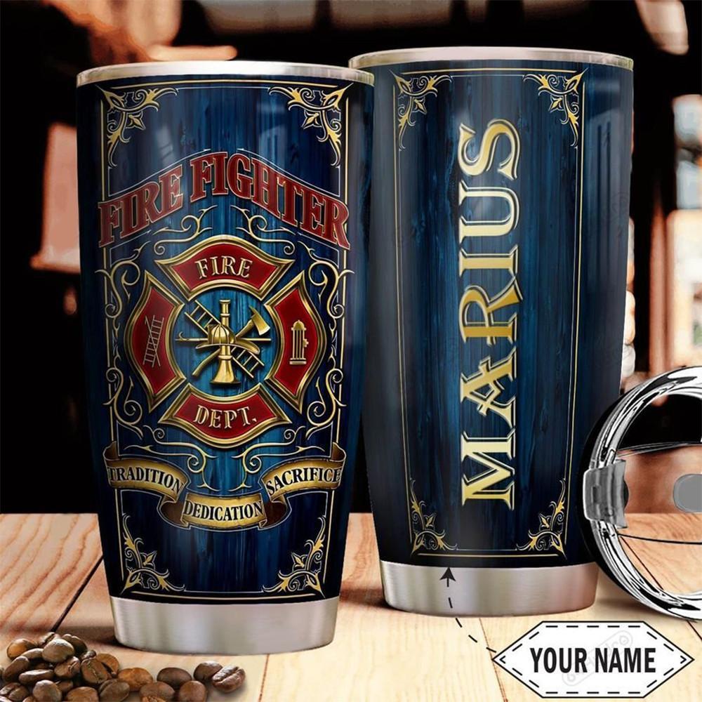 Firefighter Blue Personalized 20 Oz Tumbler For Coffee Travel And Daily Drinks