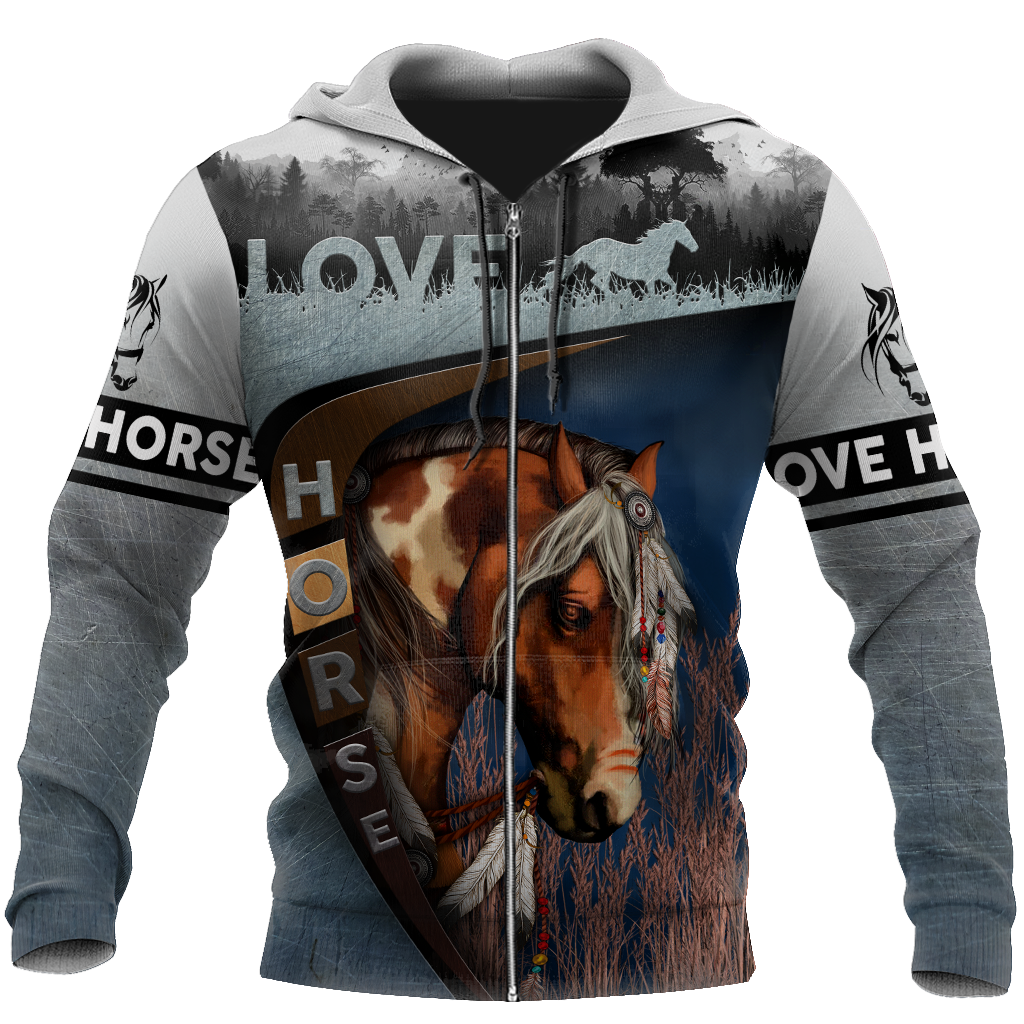 Artistic Love Horse Hoodie For Horse Lovers Weekend Adventures And Relaxed Daily Style