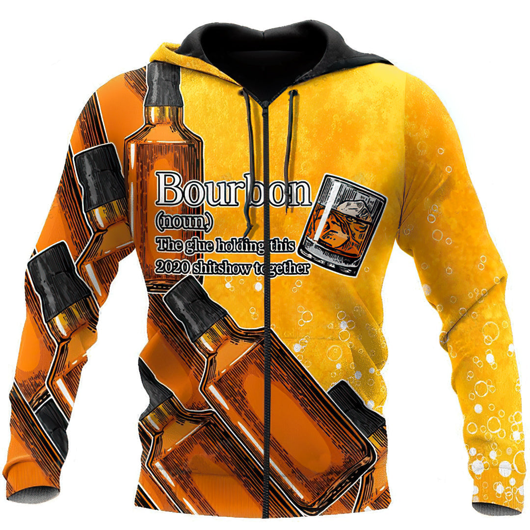 Bourbon Glue Holding Humor Hoodie For Relaxed Streetwear Weekend Travel And Everyday Style