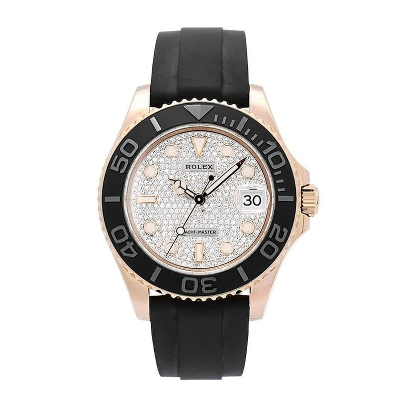 Yacht-Master 37 Diamond-Paved Dial 18k Rose Gold Oysterflex Men's Watch M268655-0019 37mm
