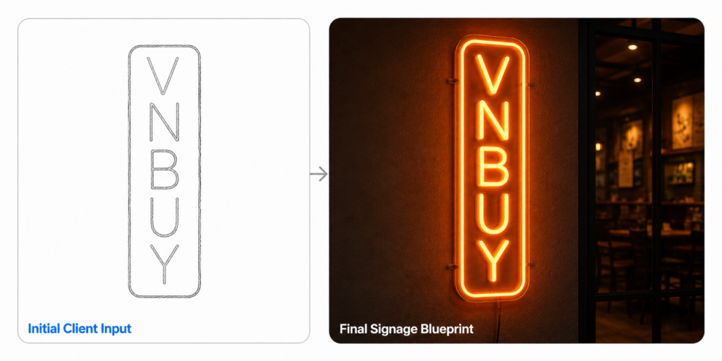 Client input to final signage blueprint